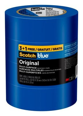 ScotchBlue Original Painter's Tape 2090-36NC4-P, 1.41 In X 60 Yd (36mm
X 54,8M), 4 Rolls/Pack, Buy Three Get One Free