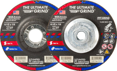 1/4" Grinding Wheels-Type 27,The Ultimate Grind Premium Performance,  7/8 Arbor - No Hub 22414