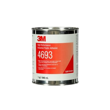 3M High Performance Industrial Plastic Adhesive 4693, Light Amber, 1
Quart, 12 Can/Case
