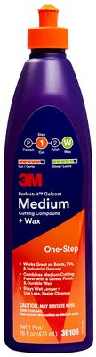 3M Perfect-It Gelcoat Medium Cutting Compound + Wax, 36105, 1 pint
(473 mL), 6 per case
