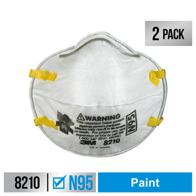 3M Performance Paint Prep Respirator N95 Particulate 8210P2-C, 2
eaches/pack, 6 packs/case