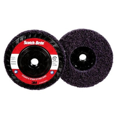 Scotch-Brite Clean and Strip XT Pro Disc, XO-DC, SiC Extra Coarse,
Purple, 4-1/2 in x 5/8"-11, Type 27, 10 ea/Case