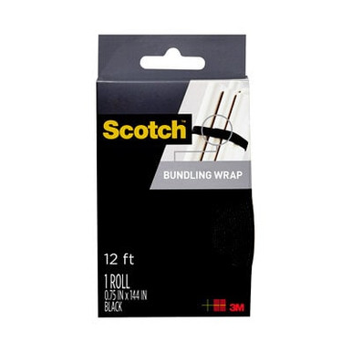 Scotch Bundling Wrap, RF3740, 0.75 in x 12 ft (19,0 mm x 3,6 m) Black
